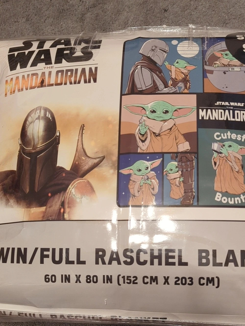 Star Wars The Mandalorian Grogu Twin/Full Raschel Blanket Brown & Green